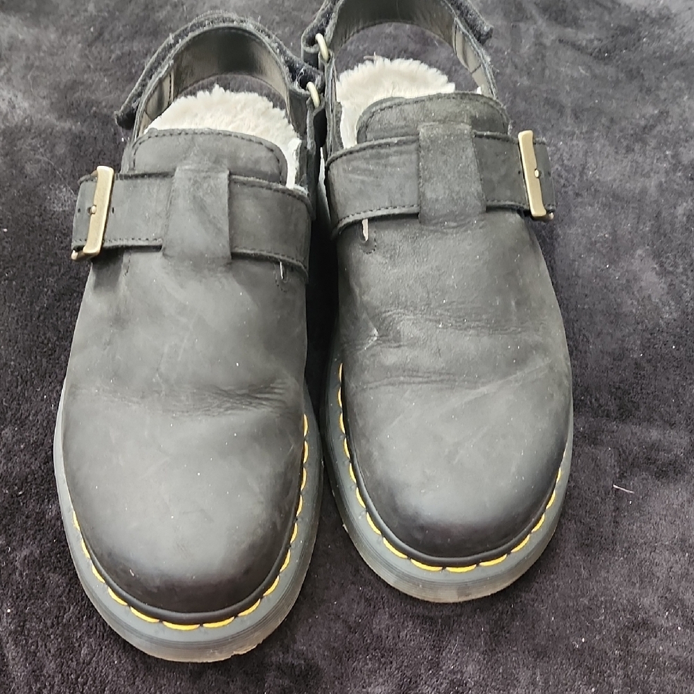 Dr Martena JORGE BIRKENSTOCK Black Buckle Strap Shoes with Fur Lining Size 41 9L